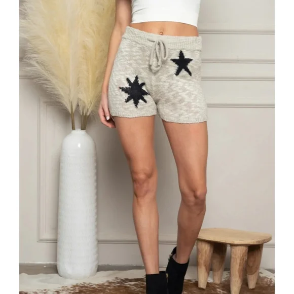 NWT Star Print Knit Sweater Drawstring Shorts - Picture 1 of 10